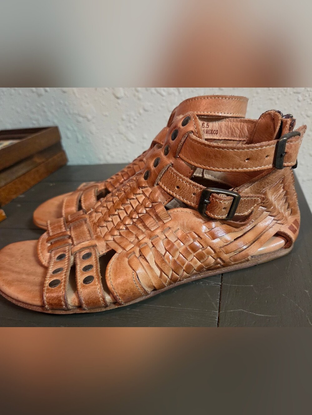 Bed Stu Woven Claire III Sandals - Cognac Brown - Picture 5 of 12
